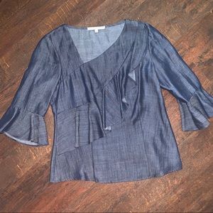 NWOT Donna Degnan denim look blouse